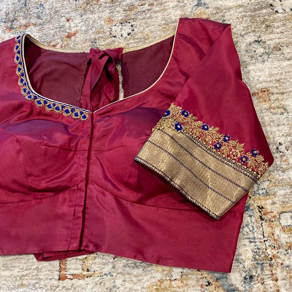 Custom red and Gold Silk Choli Blouse for Saree or Lehenga - Picture 2 of 7